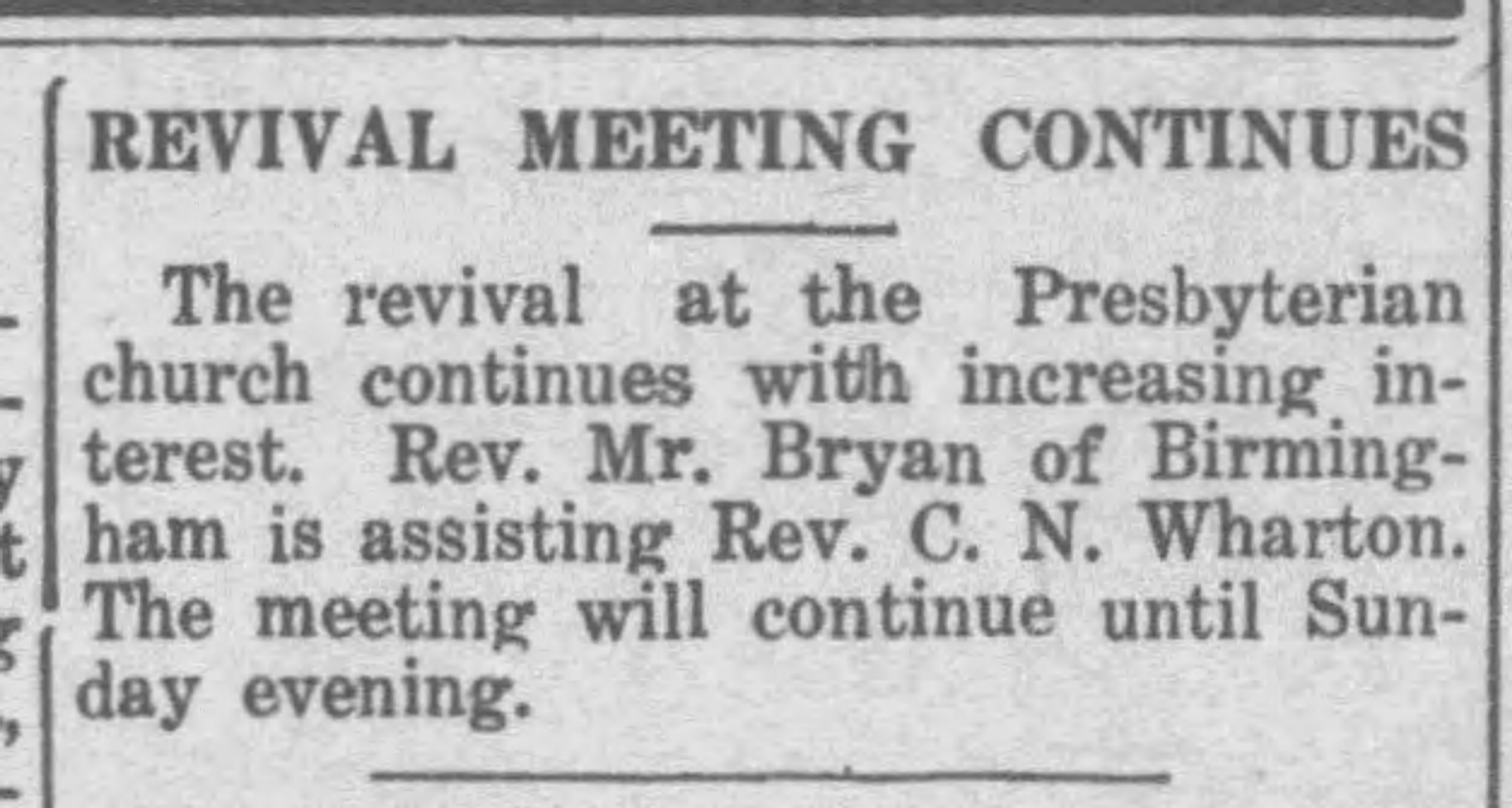 Revival Meeting Continues